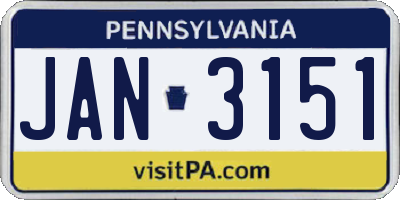 PA license plate JAN3151