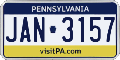 PA license plate JAN3157