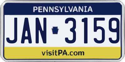 PA license plate JAN3159