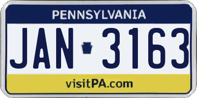 PA license plate JAN3163
