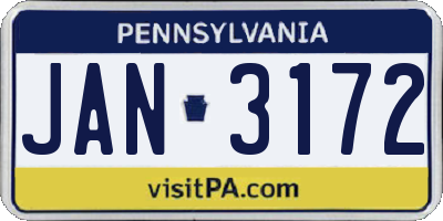 PA license plate JAN3172