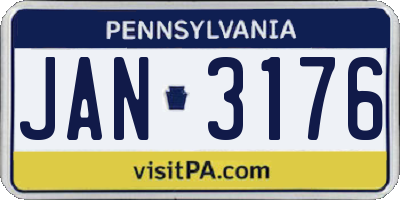 PA license plate JAN3176