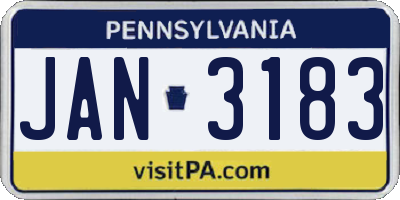 PA license plate JAN3183
