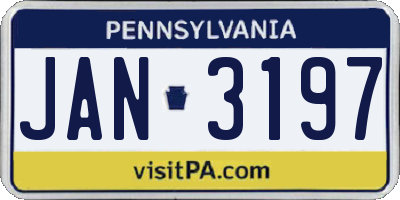 PA license plate JAN3197