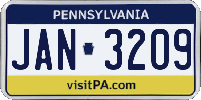 PA license plate JAN3209