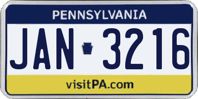 PA license plate JAN3216