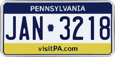 PA license plate JAN3218