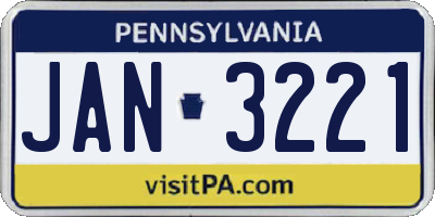 PA license plate JAN3221