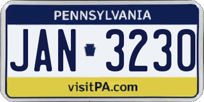 PA license plate JAN3230