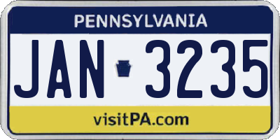 PA license plate JAN3235