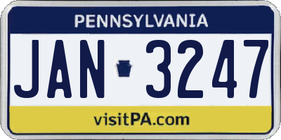PA license plate JAN3247