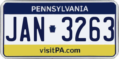 PA license plate JAN3263