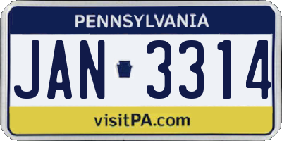PA license plate JAN3314