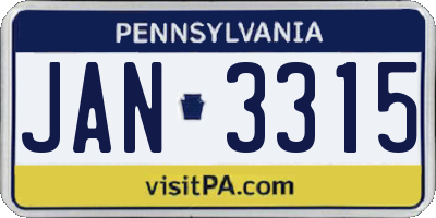 PA license plate JAN3315