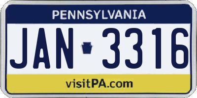 PA license plate JAN3316