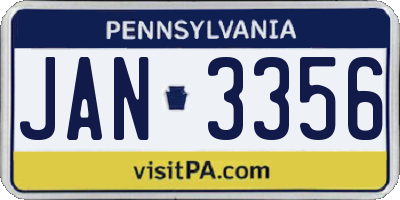 PA license plate JAN3356