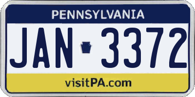 PA license plate JAN3372