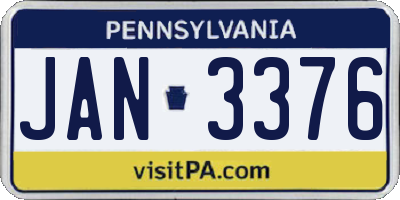 PA license plate JAN3376