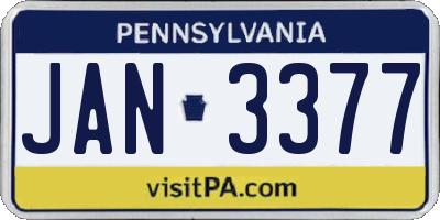 PA license plate JAN3377