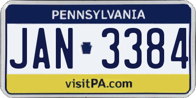 PA license plate JAN3384