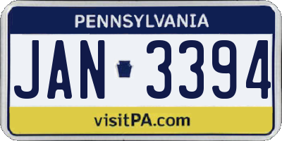PA license plate JAN3394