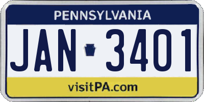 PA license plate JAN3401