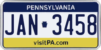 PA license plate JAN3458