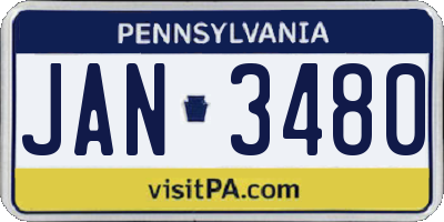 PA license plate JAN3480