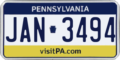 PA license plate JAN3494