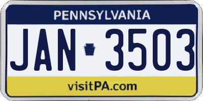 PA license plate JAN3503