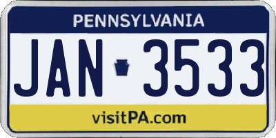 PA license plate JAN3533