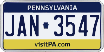 PA license plate JAN3547