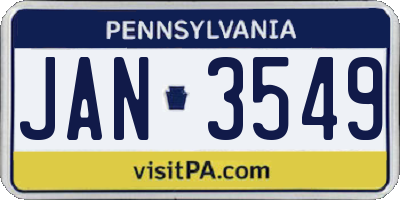 PA license plate JAN3549