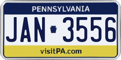 PA license plate JAN3556