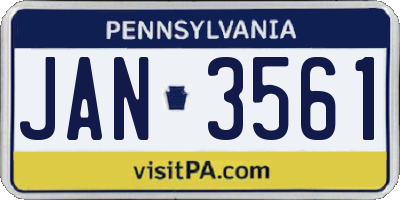 PA license plate JAN3561