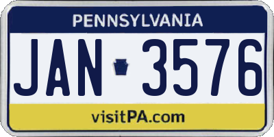 PA license plate JAN3576