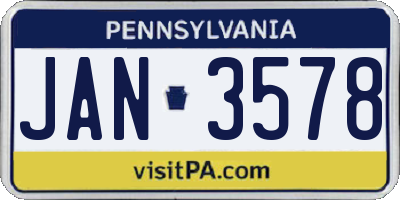 PA license plate JAN3578