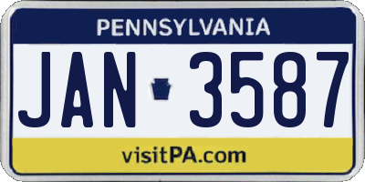 PA license plate JAN3587