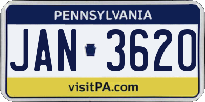 PA license plate JAN3620