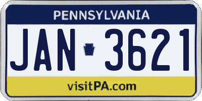 PA license plate JAN3621