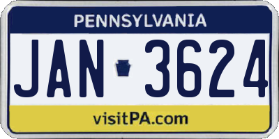 PA license plate JAN3624