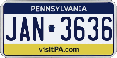 PA license plate JAN3636