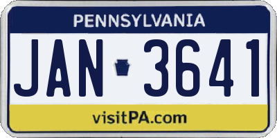 PA license plate JAN3641