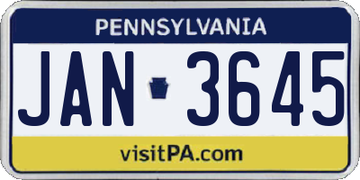 PA license plate JAN3645