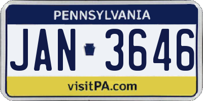 PA license plate JAN3646