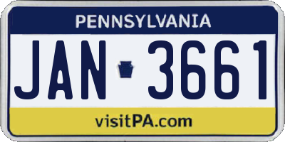 PA license plate JAN3661