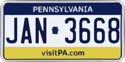 PA license plate JAN3668