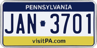 PA license plate JAN3701