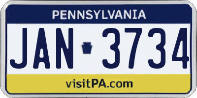 PA license plate JAN3734