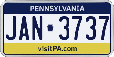 PA license plate JAN3737